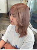 ブリーチカラー×ミルクティーベージュ◎韓国風くびれヘア
