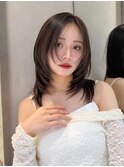 韓国顔周り/ハイレイヤーカット/ミディアムレイヤーカット/原宿