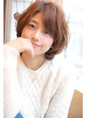 30代40代に人気大人可愛いひし形ボブ ニュアンスパーマ