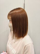 ヘアサロン フラット(hair salon flat) 20代30代40代オレンジベージュ☆シースルーバングミディボブ