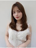 美髪レイヤーカット/顔まわりレイヤー/くびれセミロングレイヤー