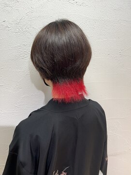 アジールヘア 池袋東口店(agir hair) ブリーチ＆ダブルカラーインナーカラーレッド池袋東口