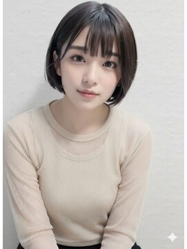 アース 栄店(HAIR&MAKE EARTH) earthショートレイヤーボブミルクティー丸みショートボブ