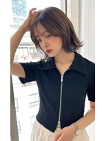 赤れんがアネックス(ANNEX)&nbsp;外ハネくびれヘアロブボブ20代30代40代ハイライトカラーパーマ