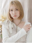 ミルクティーブロンド切りっぱなし小顔ボブディTd3大宮10代20代