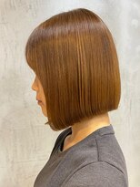 エリマ 横浜西口(elima)&nbsp;前下がりぱつっとボブブリーチなしダブルカラーベージュ