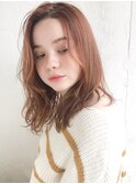 オレンジベージュ ラフ巻き