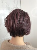 束感前下がりボブ×ピンクラベンダーカラー