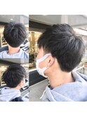 メンズブルーアッシュショート