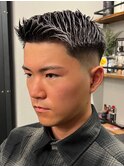 1076短髪ショートビビットカラーツーブロック刈り上げバイカラー