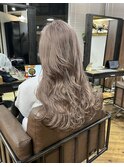 前髪　マルチボブ　ピンクベージュ　インナーグレージュ　ウルフ