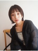 切りっぱなしボブ/マロンベージュ/前髪/原宿神宮前