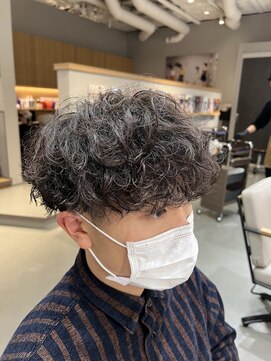 ウノプリールヴァモス(unopulir Vamos) メンズ前上がりヘア強めプードルパーマ無造作