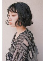 レジュアル(RESSUAL) 黒髪ボブルフネビージュ小顔ヘアワンレン