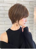 大人可愛い20代30代40代黒髪前下がりショートボブ丸みショート◎