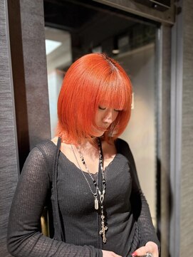 ルフレ 新宿本店2nd(Reflet) オレンジカラー/ミディアムボブ