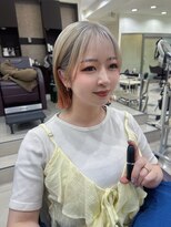 ヘアメイク シュシュ(Hair make chou chou) 切りっぱなしボブ裾カラーオレンジ