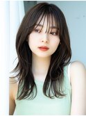 ☆フェミニンロング大人かわいいぱっつん前髪レイヤーカット小顔
