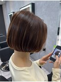 乾かすだけでまとまる大人ボブ/モカブラウン/ツヤカラー/ツヤ髪
