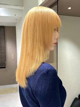 ペールオレンジ/オレンジカラー/ブリーチカラー/恵比寿駅/前髪