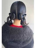 ツインリボンシニヨンスタイル