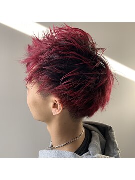リースリー(Re.3 connecting beauty) コントラストレッドパープル　メンズ刈り上げ