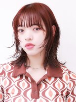 ピークアブー 銀座中央通り(PEEK-A-BOO)&nbsp;ミディアムウルフ/シースルーぱっつん前髪