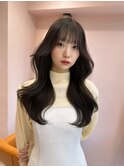 韓国ヘア/顔まわりカット/前髪あり/くびれヘア