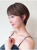 耳かけショートボブ似合わせカット30代40代チェリーブラウン