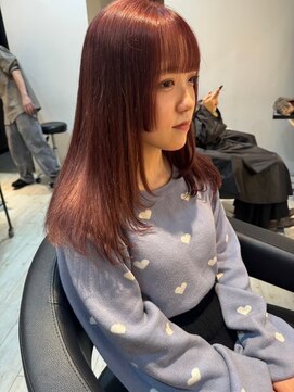 ダブル(W) ダブルカラー/姫カット/レイヤー/ワインレッド