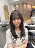 髪質改善グレージュカラーカーキベージュレイヤーロング錦糸町