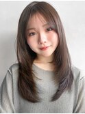 小顔カットセミディうる艶髪くせ毛風カールレイヤーカット夏F