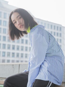 ヘアメイク マージ(hair make merge) 《東住吉区/デザインカラー》ストリートボブ×黒髪アッシュ