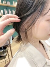 ピンクベージュ☆【可愛い印象、初めての方に人気】[ブリーチ/ダブルカラー/インナーカラー/ボブ/韓国]