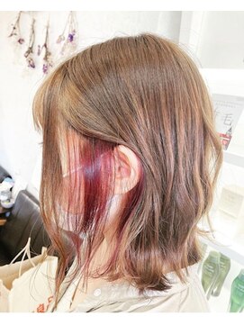 ヘアーココカシェット(hair coco cachette) 【cachette/別府】インナーカラーピンク×ベージュカラー