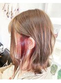 【cachette/別府】インナーカラーピンク×ベージュカラー