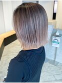 バレイヤージュボブ_グレージュカラーボブウルフ_ba418922