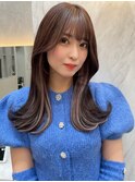 ピンクカラー/暖色カラー/レイヤーカット/韓国ヘア/顔周りカット