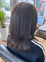 〇ブリーチなし オリーブグレージュ 透明感カラー くびれヘア