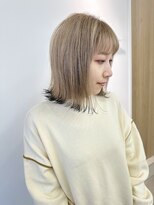 ヴィンスジオ 岐阜駅南(vince gio) 裾カラー/ミルクティー/ブラック/ミディアムボブ/髪質改善