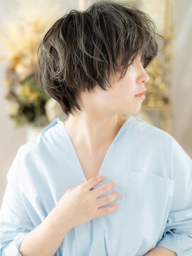 カバーヘア イヴ 戸頭店(COVER HAIR EVE) オリーブアッシュくせ毛風フェザーショートa戸頭20代30代40代