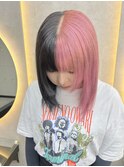 ホワイトグレージュミニウルフチェリーブラウンデジタルパーマ