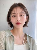 【NOA】韓国くびれボブブラウンベージュシースルーバング