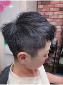 アシメ白髪染め×エドル青紫