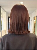 外ハネミディアム♪ブリーチなしのオレンジブラウン
