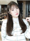 似合わせカットロングレイヤー前髪ありストレート20代30代40代