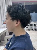 宇都宮波巻きスパイラルパーマ波巻きパーマセンターパートメンズ