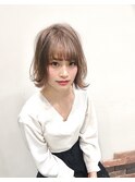 大人可愛い小顔外ハネボブ☆アッシュグレージュ【Linona】