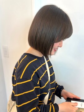 パーク 福岡天神西通り店(parc) 切りっぱなしボブ ダークアッシュ 20代30代 ミニボブ 透明感