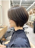 大人可愛い20代30代40代黒髪前下がりショートボブ丸みショート◎